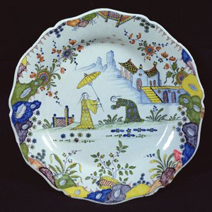 Plate, Decorated in the Chinoiserie Style, Created in Rouen by French School