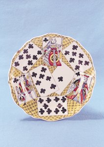 Plate decorated with a trompe l