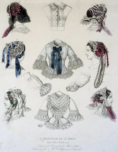 Plate of Cups and Corsets - in Le Moniteur de la Mode by French School