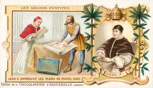 Pope Leo X approving the plans of Michelangelo