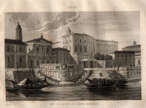Porto di Ripetta and Palazzo Borghese - Rome - Engraving from 