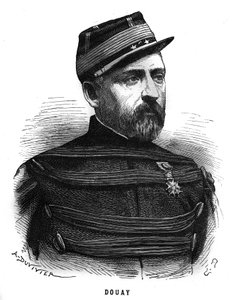 Portrait of Abel Douay, a French general. Engraving in 
