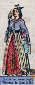 Portrait of Bonne de Luxembourg (1315-1349), wife of John II of France. Illustration late 19th century. by French School