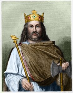 Portrait of Chilperic I (539 - 584), King of Neustria - in “Histoire des Français” by Lavallee, engraving by French School