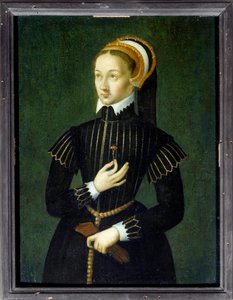 Portrait of Claude de France, Queen of France and wife of Francois I. Anonymous painting of the 16th century. Chantilly, Musee Conde by French School