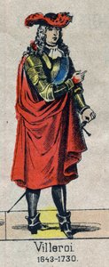 Portrait of Francois de Neufville, Duke of Villeroi, Marshal of France (1644-1730). Image of Epinal from the end of the 19th century