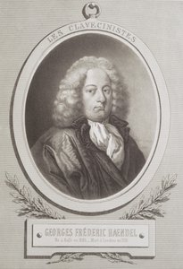 Portrait of George Frederick Handel frontispiece of a music score by French School