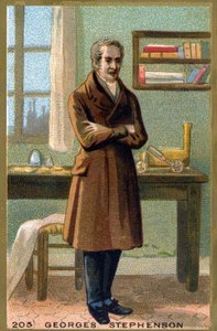 Portrait of George Stephenson (1781-1848). Chromolithography of the late 19th century by French School