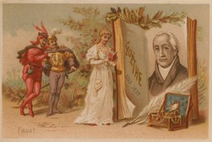 Portrait of Goethe and scene from Faust