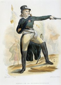 Portrait of Henri du Vergier, Count of La Rochejaquelein (1772-1794) with the flag 