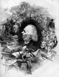 Portrait of Honore Daumier, French cartoonist, painter and cartoonist. Engraving in Le Monde Illustré n°1143 of February 22