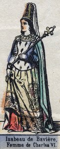Portrait of Isabeau (Isabelle, Elisabeth) de Baviere (1371-1435), wife of Charles VI of France. (Capetian dynasty). Illustration late 19th century. by French School