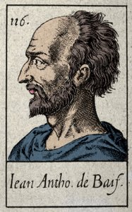 Portrait of Jean Antoine de Baif (1532-1589), French Poet Member of the Pleiade Movement. Engraving of the 19th Century by French School