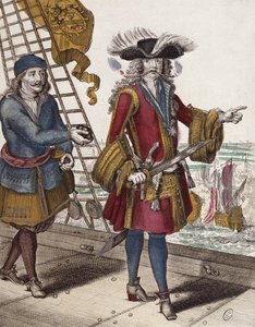 Portrait of Jean Bart holding a burning fuse in his mouth during a naval encounter