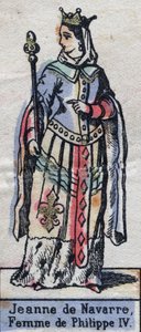 Portrait of Jeanne I of Navarre (1273-1304), wife of Philip IV of France. (Capetian dynasty). Illustration late 19th century