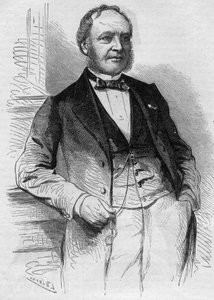 Portrait of Louis Christophe Francois Hachette (1800-1864), French editor. Engraving in “Le Monde Illustré” n°383 of 13 August 1864