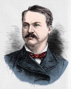 Portrait of Louis Honore Frechette (1839-1908), Canadian poet and playwright (engraving by Charles Georges in Le Monde Illustré)