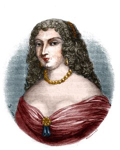 Portrait of Mademoiselle de la Fayette (Louise de La Fayette 1618-1665) mistress in title but without functions of King Louis XIII due to the impotence of the king. Engraving in 