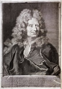 Portrait of Nicolas Boileau, also known as Boileau Despreaux (Boileau-Despreaux) poet, writer. Engraving to illustrate the Works of M. Boileau Despreaux, with historical illuminations, Volume 1, edition Fabre et Barillot.