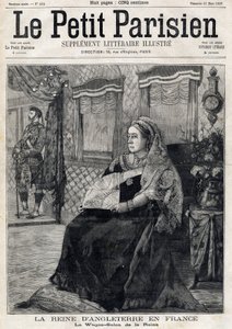 Portrait of Queen Victoria of England (1819-1901) Traveling Through France in Her Wagon Salon. Frontpage of French Newspaper Le Petit Parisien, March 21 by French School