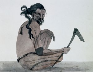 Portrait of Ualan Island Native, Caroline Archipelago, Watercolor by Jules-Louis Lejeune, Based on Voyage Around World by French School