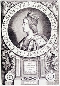 Portrait of the Queen of France Anne of Brittany (1477-1514). Engraving from “Louis XII et Anne de Bretagne” by Paul Lacroix, ed. Georges Hurtrel by French School