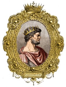 Portrait of the Roman Emperor Constantine I The Great (274-337). Engraving in 