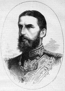 Portrait of the prince of Romania Charles de Hoenzolern Sigmaringer (1839-1914), future king under the name of Charles I (Carol I). Engraving in Le Monde Illustré n°1054 of 23 June 1877.