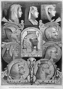 Portraits of Ancient Egypt queens and kings, from LEgypte by Georg Moritz Ebers, 1881 by French School