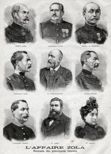 Portraits of the main witnesses in the Dreyfus Zola affair in 