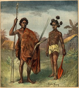Portraits of two indigenous people from the Marringong tribe, New South Wales (Australia). Engraving in 