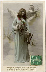 Postcard: The Christmas Angel for You, Dear Cute, Has Beautiful Toys, Excellent Sweets