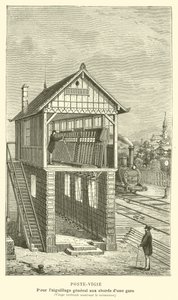Signal Post for General Switching at the Approaches to a Station, Vertical Section Showing the Mechanism (engraving) by French School