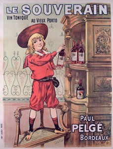 Poster advertising Le Souverain, French tonic wine made by Paul Pelge