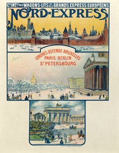 Poster advertising the Compagnie des Wagons-Lits et des Grands Express Europeens, London to St Petersburg, early 20th century