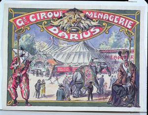 Poster advertising the Grand Cirque Menagerie Darius