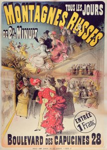 Poster advertising the Montagnes Russes Roller Coaster in the Boulevard des Capucines, Paris, 1888