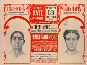 Poster advertising the boxing match between Carpentier and Harry Lewis, 1911
