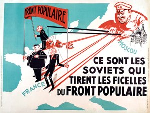 Poster Depicting Edouard Herriot, Leon Blum as the Puppets of Moscow