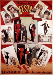 Poster Presenting the Magic Show of the Illusionist Doctor Festa, the Beginning of the 20th Century by French School