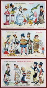 Promotional and educational cards for children depicting food specialities of the Lorraine region, c.1910 by French School