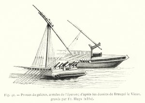 Prows of Galleys, Armed with the Spur; After Drawings by Breugel the Elder, Engraved by Fr Huys by French School