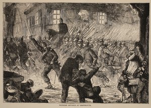 Prussian advance at Gravelotte, illustration from Cassells History of the War between France and Germany, 1870-1871 by French School
