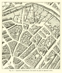 Saint-Benoit district, facsimile of the plan by Quesnel, 1608 by French School