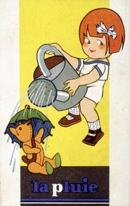 Rain representation: a girl with a watering can