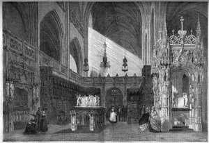 View of the choir of the church of Brou, Ain by French School