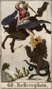 Representation of Bellerophon, on Pegasus, spearing the Chimera. From 