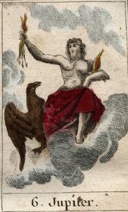 Representation of Jupiter (or Jove) king of the gods, and the god of sky and thunder. From 