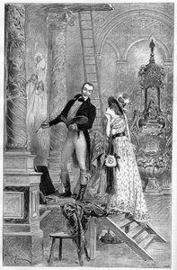Representation of the Tosca, drama by Victorian Sardou at the Theatre de la Porte Saint Martin in 1887. Here Act 1, the Church of St. Andrea with Dumeny and Henriette Rosine Bernard called Sarah Bernhardt by French School