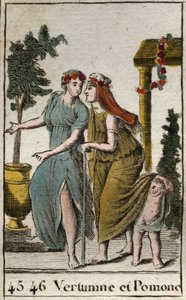 Representation of the God of Autumn Vertumnus and Pomona, Nymph of Fruit and Gardening. Vertumnus Takes the Look of an Old Woman to Seduce Pomona by French School